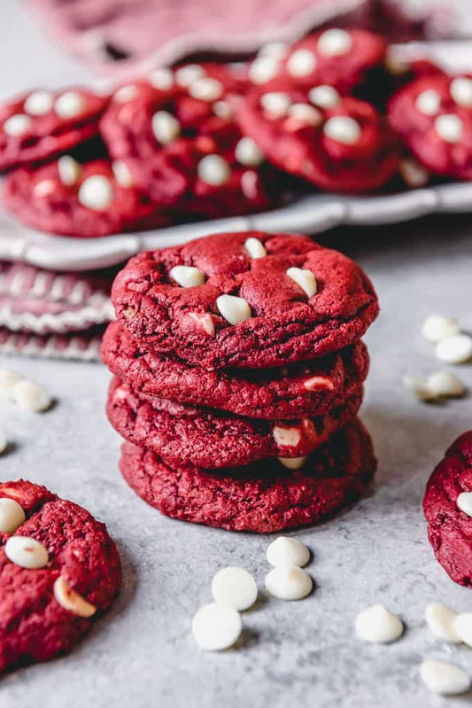 Flat Red Velvet White Choc Chip Cookie